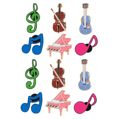 BESPORTBLE 12-teiliges Musikbroschen-set: Anstecknadeln Mit Musiknoteninstrumenten – Emaille-anstecker Mit Gitarre, Klavier Und Musiknoten Für Damen, Kleidung, Taschen, Rucksäcke, Jacken, von BESPORTBLE