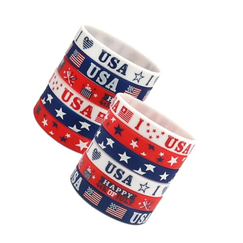 BESPORTBLE 12stücke Silikon Armbänder Für Unabhängigkeitstag Party Patriotisches Thema Handgelenksarmband Dekoratives Unabhängigkeitstagsarmband Silikon Armband Zum Unabhängigkeitstag von BESPORTBLE