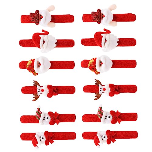 BESPORTBLE 12stücke Weihnachts-klappringe Kinderspielzeug Weihnachtsaccessoires Geschenkarmbänder Partygeschenk Für Kinderfeste Slap Bands Weihnachten Elemente Design von BESPORTBLE