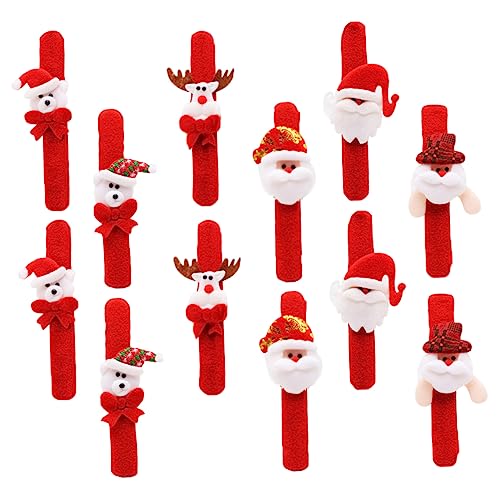 BESPORTBLE 12stücke Weihnachtsmuster Slap Armband Xmas Slap Band Spielzeug Schöne Handgelenk Bands Aus Vliesmaterial Für Junge Mädchen Und Erwachsene Weihnachten Dekor von BESPORTBLE