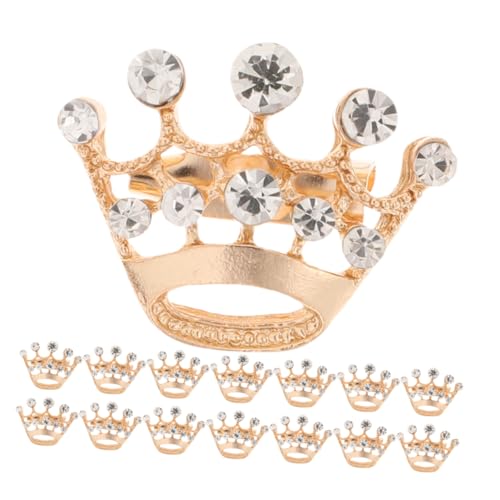 BESPORTBLE 15 Stück Goldene Kronenbroschen mit Strasssteinen Mini Anstecknadeln für Damen Schmuck für Hochzeit Party und Festliche Kleidung Langlebige Legierung Edles Design von BESPORTBLE