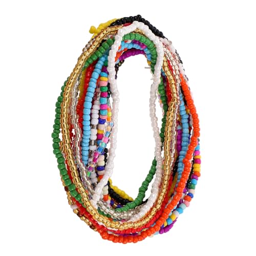BESPORTBLE 17stücke Perlenfußkettchen Für Damen Handbesticktes Boho-Stil Fußkettchen Mit Glasperlen Elastisches Perlenfußkettchen Für Sommer Und Strand-Outfits von BESPORTBLE