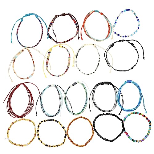 BESPORTBLE 18 Stücke Boho Strand Perlen Fußkettchen Satz für Damen Gewebte Bunte Fußkette Mehrlagig für Sommerpartys von BESPORTBLE