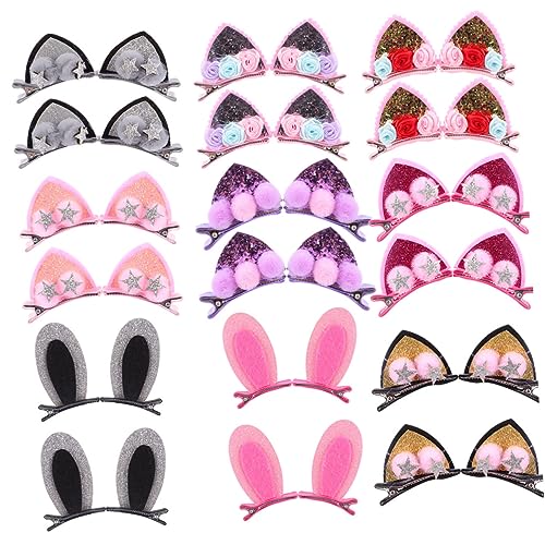 BESPORTBLE 18Stücke Haarnadeln Hasenohr Katzenohr Kopfschmuck Niedliches Kaninchen Design für Partys Alltag und Bezaubernder Haarschmuck für Mädchen von BESPORTBLE