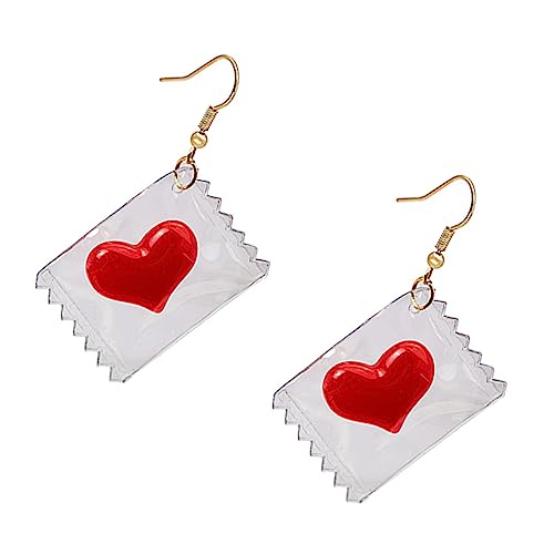 BESPORTBLE 1Paar Herz Ohrhänger Candy Form Transparente Ohrringe Für Damen Ohrstecker Perfektes Valentinstag Süße Schmuckstücke Für Frauen von BESPORTBLE