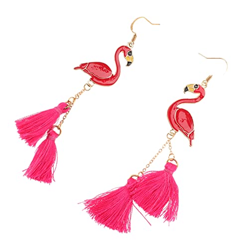 BESPORTBLE 1Paar Lange Flamingo Quaste Ohrringe Für Frauen Eleganter Hängeschmuck Mit Detaillierter Handwerkskunst Anlässe von BESPORTBLE