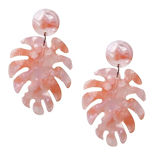 BESPORTBLE 1Paar Monstera Ohrringe Für Zierliche Hängeohrringe Hautfreundlichem Material Partys Pinkfarbenes Design von BESPORTBLE