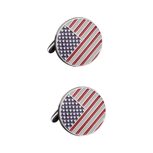 BESPORTBLE 1Paar Runde Manschettenknöpfe mit Amerikanischer Flagge für Herren Exquisites Hemd für Besondere Anlässe Einzigartiges Design für Patrioten und Modern von BESPORTBLE