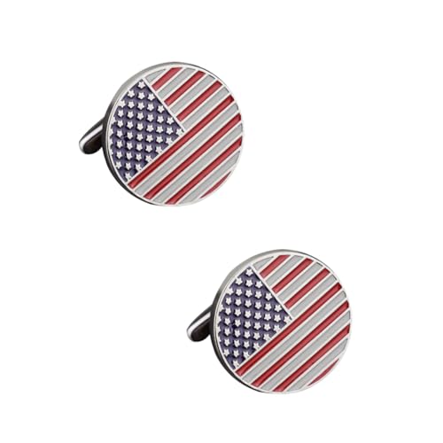 BESPORTBLE Runde Manschettenknöpfe Für Herren Mit Amerikanischer Flagge Ersatz-manschettenknöpfe Aus Kupfer Für Hemdärmel-dekor von BESPORTBLE