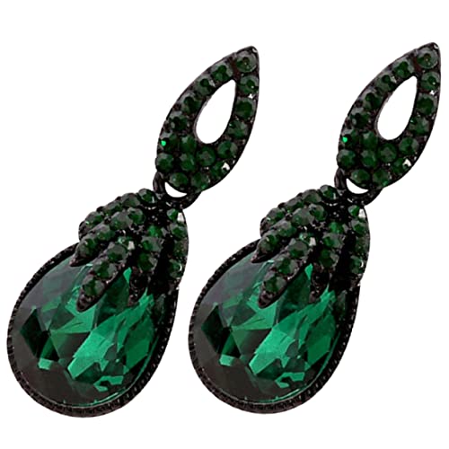 BESPORTBLE Vintage Strass Ohrstecker Grüne Ohrringe Baumelnde Damen Schmuck für Partys von BESPORTBLE