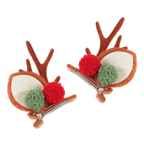 BESPORTBLE 1Paar Weihnachts Haarspangen mit Rentiergeweih Design Niedliche Geweih Haarclips für Festliche Anlässe Langlebige und Sichere Haarschmuck Accessoires für Weihnachten Karneval von BESPORTBLE