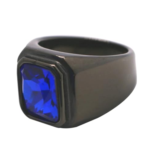BESPORTBLE 1Pc Glassteinring Mannring Edelsteinring Einfaches Design Ring Edelstahlring Blau von BESPORTBLE