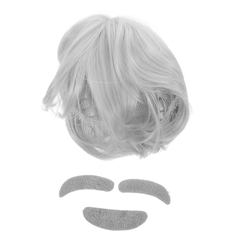 BESPORTBLE Alter Mann Perücke Mit Gefälschten Augenbrauen Und Schnurrbart Für Opa Kostüm Professor Perücke Für Cosplay Bühnenauftritte Mottopartys Halloween Karneval Und Kostümpartys von BESPORTBLE