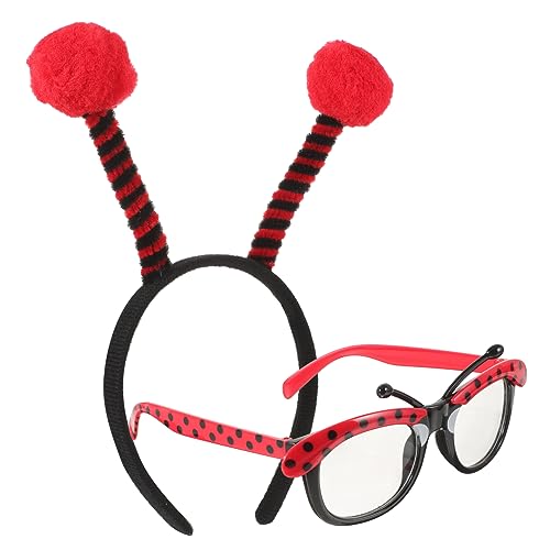 BESPORTBLE Plüsch Marienkäfer Ohren Stirnbänder Kopfbedeckung Für Cosplay Party Haarspangen Flauschig Marienkäfer Haarband Gläser Decor Cosplay Haar Hoops von BESPORTBLE