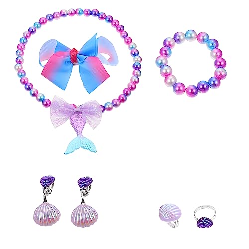 BESPORTBLE 1Satz Mermaid Schmuckset Teiliges Set mit Halskette Armband Ohrringen und Ring Schmuck für Partys Fotoshootings und Anlässe für Kleine von BESPORTBLE