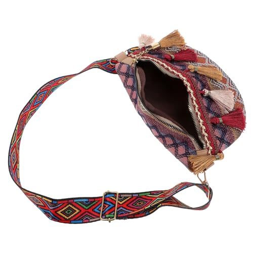 BESPORTBLE Ethno-Stil Brusttasche Für Frauen Verstellbare Gürteltasche Kleine Tasche Mit Breitem Riemen Geeignet Für Reisen Wandern Und Einkaufen von BESPORTBLE