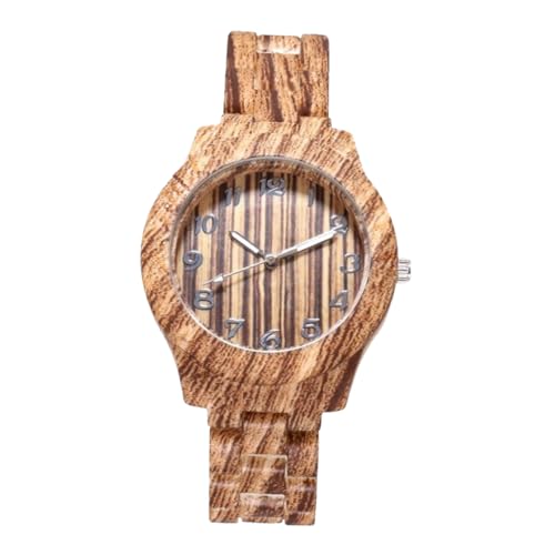 BESPORTBLE 1Stück Imitation Bamboo Grain Quarz Uhr für Kreative Armbanduhr Leichtkaffee Geschenkidee für Männer Frauen Bequemes von BESPORTBLE