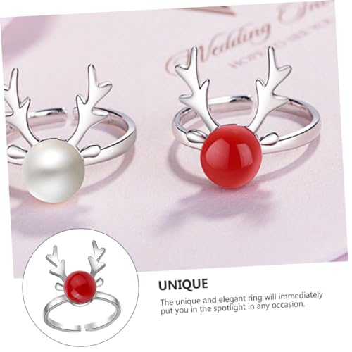 BESPORTBLE Antler Finger Ring Für Damen Eleganter Roter Weihnachtsring Mit Stilvollem Design Perfektes Für Weihnachten Vielseitig Einsetzbar Für Partys Und Alltagsanlässe von BESPORTBLE
