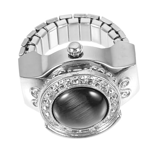 BESPORTBLE 1Stück Retro Metall Fingeruhr Kreatives Festivalgeschenk Dekorative Ring Uhr Schwarzem Achat Elastisch Für Damen Herren Stilvolle Fingerversion BESPORTBLE 1Stück Retro Metall Fingeruhr Kreatives Festivalgeschenk Dekorative Ring Uhr Schwarzem Achat Elastisch Für Damen Herren Stilvolle Fingerversion von BESPORTBLE
