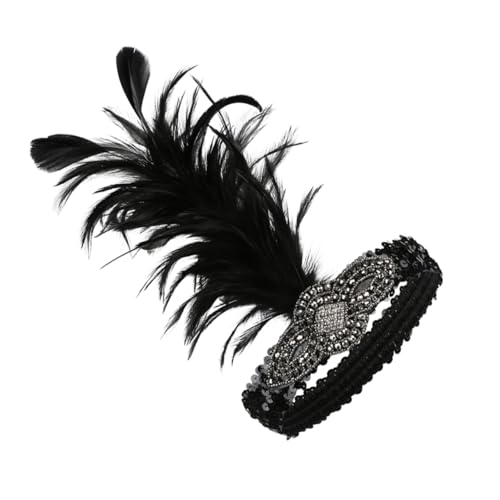 BESPORTBLE 1Stück Schwarzes Elegantes Stirnband Mit Federförmigem Haarschmuck Dekoratives Haarband Für Damen Für Besondere Anlässe Partys von BESPORTBLE