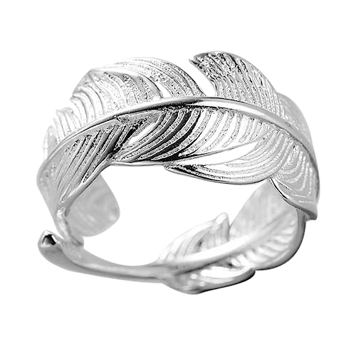 BESPORTBLE 925 Silber Federring für Frauen Verstellbar Eleganter Schmuck für Besondere Anlässe Offener Ring Femininer Handschmuck von BESPORTBLE