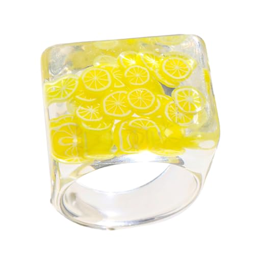 BESPORTBLE 1stück Kreativer Kunstharzring Obstdesign Für Frauen Übertriebener Fingerring Bunter Modeschmuck Transparente Farbe Für Selbstporträts Und Kostümdekoration von BESPORTBLE
