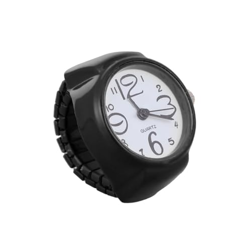BESPORTBLE Unisex Watch Ring Fashion Fingeruhr Mit Elastischem Band Für Herren Und Damen Stilvolles Accessoire Für Sammlung Und Geschenke Schwarz von BESPORTBLE