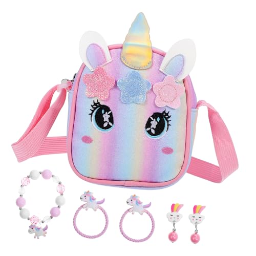 BESPORTBLE 1satz Einhorn Umhängetasche Mit Regenbogen-Design Kinderarmband Set Kawaii Geldbörse Für Mädchen Accessoire Für Geburtstagsfeiern Und Besondere Anlässe von BESPORTBLE