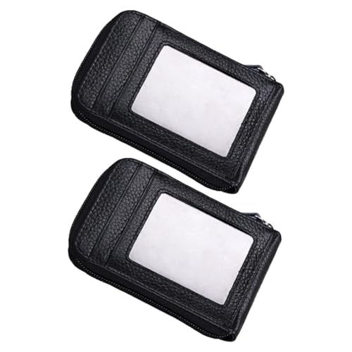 BESPORTBLE 2stücke Kreditkartenetui Aus Rindsleder Für Damen Kleiner Kartenhalter Karten-Organizer Mit Reißverschluss Kompakt Für Business Und Reisen von BESPORTBLE