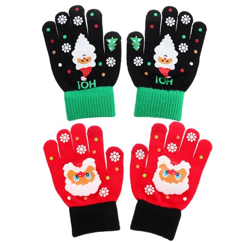 BESPORTBLE 2 Paar Spielhandschuhe Für Schüler Winterstrickhandschuhe Für Kinder Weihnachten Touchscreen Fäustlinge Weihnachtshandschuhe Winddichte Handschuhe Student Voller Finger Stricken von BESPORTBLE