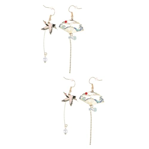 BESPORTBLE 2 Paare Asymmetrische Chinesische Fächerohrringe mit Kranichmotiv Ohrhänger im Retro Stil Orientalische Quastenohrringe für Festliche Anlässe und Besondere Geschenkideen BESPORTBLE 2 Paare Asymmetrische Chinesische Fächerohrringe mit Kranichmotiv Ohrhänger im Retro Stil Orientalische Quastenohrringe für Festliche Anlässe und Besondere Geschenkideen von BESPORTBLE