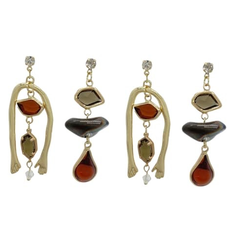 BESPORTBLE 2 Paare Asymmetrische Ohrhänger für Damen Leichte Stilvolle Tropfenohrringe mit Abstraktem Design Ohrstecker zu Tragen Vielseitig für Alltag Party Geschenkidee von BESPORTBLE