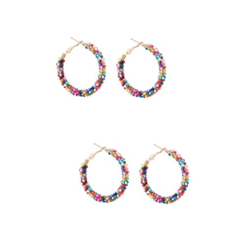 BESPORTBLE 2 Paare Boho Perlenohrringe für Frauen Resin Hoop Ohrringe Ethno Hängeohrringe Leicht und Stilvoll Geeignet für Alltag Party von BESPORTBLE