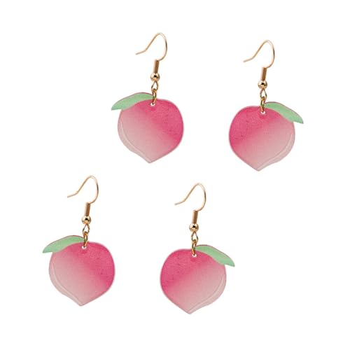 BESPORTBLE 2 Paare Damen Ohrstecker Wasserpfirsich Obst Tropfen Ohrringe Schmuck Valentinstag Modisch Langlebig Vielseitig Elegant von BESPORTBLE