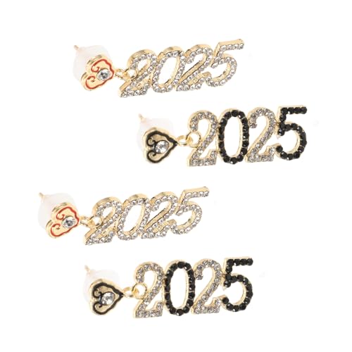 BESPORTBLE 2 Paare Damen Ohrstecker mit Zahl Anhänger Legierte Ohrringe in Rot und Schwarz Modischer Party Schmuck Einzigartiges Design Passende Geschenkidee für Frauen von BESPORTBLE