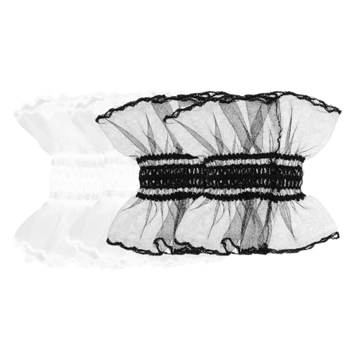 BESPORTBLE 2 Paare Damen Spitzen Handgelenk Stulpen Atmungsaktive Fingerlose Spitzen Handgelenk Accessoires für Kleider und Blusen Leichte Armbänder in Schwarz und Weiß für Teenager Mädchen von BESPORTBLE