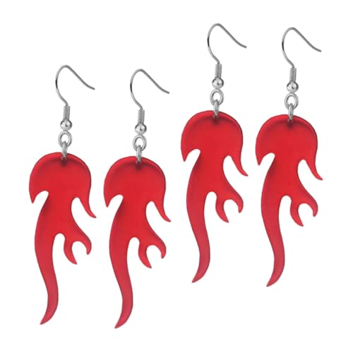 BESPORTBLE 2 Paare Extravaganter Transparenter Feuer Dangle Ohrringe für Damen Punk Element Schmuck für Karneval Musikfestivals und Cosplay Events von BESPORTBLE