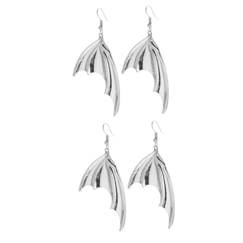BESPORTBLE 2 Paare Halloween Fledermaus Ohrringe Silberfarben Gothic Ohrhänger Damen Mädchen Vintage Bat Wing Dangle Schmuck für Kostüm und Alltag Lustige Halloween Geschenkidee von BESPORTBLE