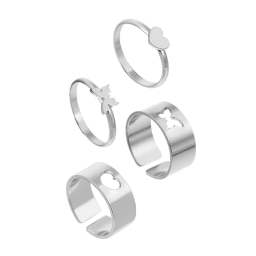 BESPORTBLE 2 Paare Herzförmige Partner Ringe Kupfer Verlobungsringe für Silberne Ringe für Jubiläen Hochzeiten Geburtstagsgeschenke von BESPORTBLE