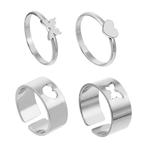 BESPORTBLE 2 Paare Kreativen Partner Ringen Herzform Verstellbare Fingeraccessoires Hochwertigem Kupfer für Verlobungs Freundschaftsgeschenke Elegant Langlebig von BESPORTBLE