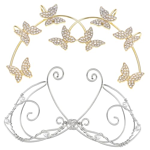 BESPORTBLE 2 Paare Ohrklipser Schmetterling Ohrclips mit Strass Ohrdekorationen Ohrklemmen für Damen und Mädchen für Party und modische Ohrschmuck Sets von BESPORTBLE