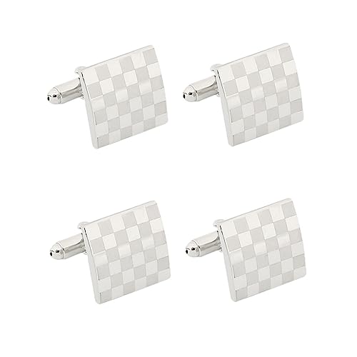BESPORTBLE 2 Paare Quadratische Manschetten knöpfe Kleid Hemden mit französischen Manschetten Männer Hochzeit Smoking klassische Manschettenknöpfe Hemd-Accessoire Legierung Silber von BESPORTBLE