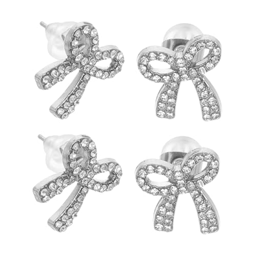 BESPORTBLE 2 Paare Schleifen Ohrringe mit Funkelnden Strasssteinen Leichte Zinklegierung Eleganter Ohrschmuck für Frauen und Mädchen Vielseitig für Alltag Partys und Besondere Anlässe von BESPORTBLE