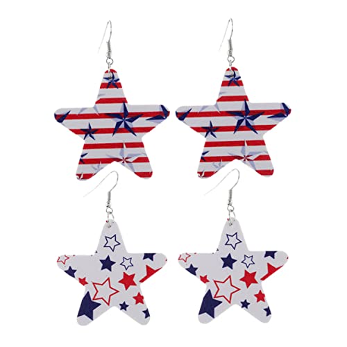 BESPORTBLE 2 Paare Sterne Ohrringe Damen PU Ohrstecker Hängend für Unabhängigkeitstag Schmuck Modisch Auffällig für Mädchen von BESPORTBLE