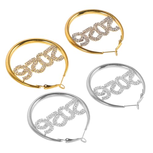BESPORTBLE 2 Paare Strass Creolen Ohrringe für Frauen Mädchen Funkelnde Festliche Ohrhänger für Neujahrsparty Abschlussball und Leichte Ohrschmuck von BESPORTBLE