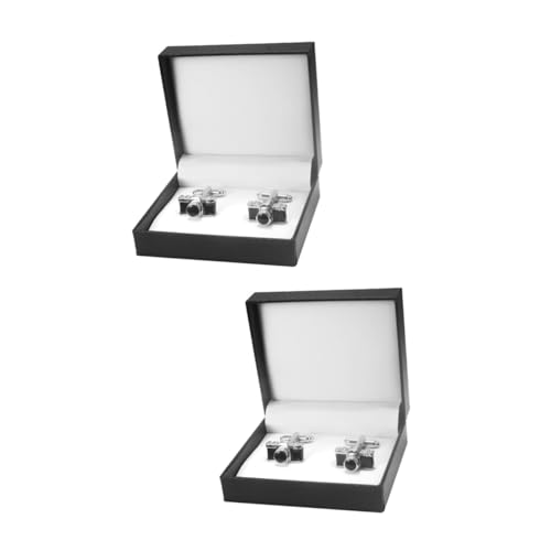 BESPORTBLE 2 Paare Stylische Manschettenknöpfe für Herren im Kameradesign Dekorative Cufflinks mit Feiner Verarbeitung für Festliche Anlässe Besondere Anlässe von BESPORTBLE