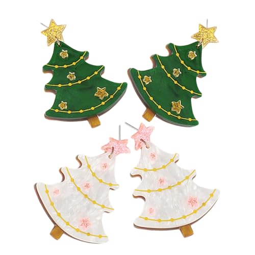 BESPORTBLE 2 Paare Weihnachtliche Ohrringe für Frauen Kreative Ohrringe im Design Eines für Teenager und Festliche Anlässe Weiß Grün von BESPORTBLE