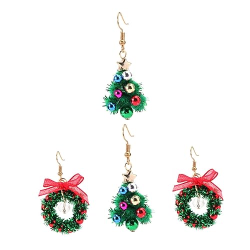 BESPORTBLE 2 Paare Weihnachts Ohrringe Damen Festliche Ohrhänger Weihnachtskranz Design Mode Xmas Party Schmuck von BESPORTBLE