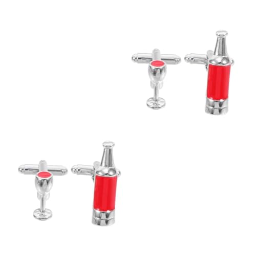 BESPORTBLE 2 Paare Weinflasche Und Manschettenknöpfe Aus Glas Brauch Für Männer Weingläser Hochzeit Braut Ärmelknopf Kostüm Manschettenknöpfe Modischer Manschettenknopf Legierung von BESPORTBLE