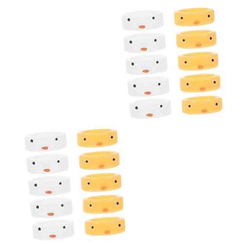 BESPORTBLE 2 Sätze Adorable Finger Ringe Mit Niedlichem Küken Muster Stilvolle Damenringe Für Kleinen Finger Für Partys Besondere Anlässe Langlebiges Material Vielseitig 10 Stück * 2 von BESPORTBLE